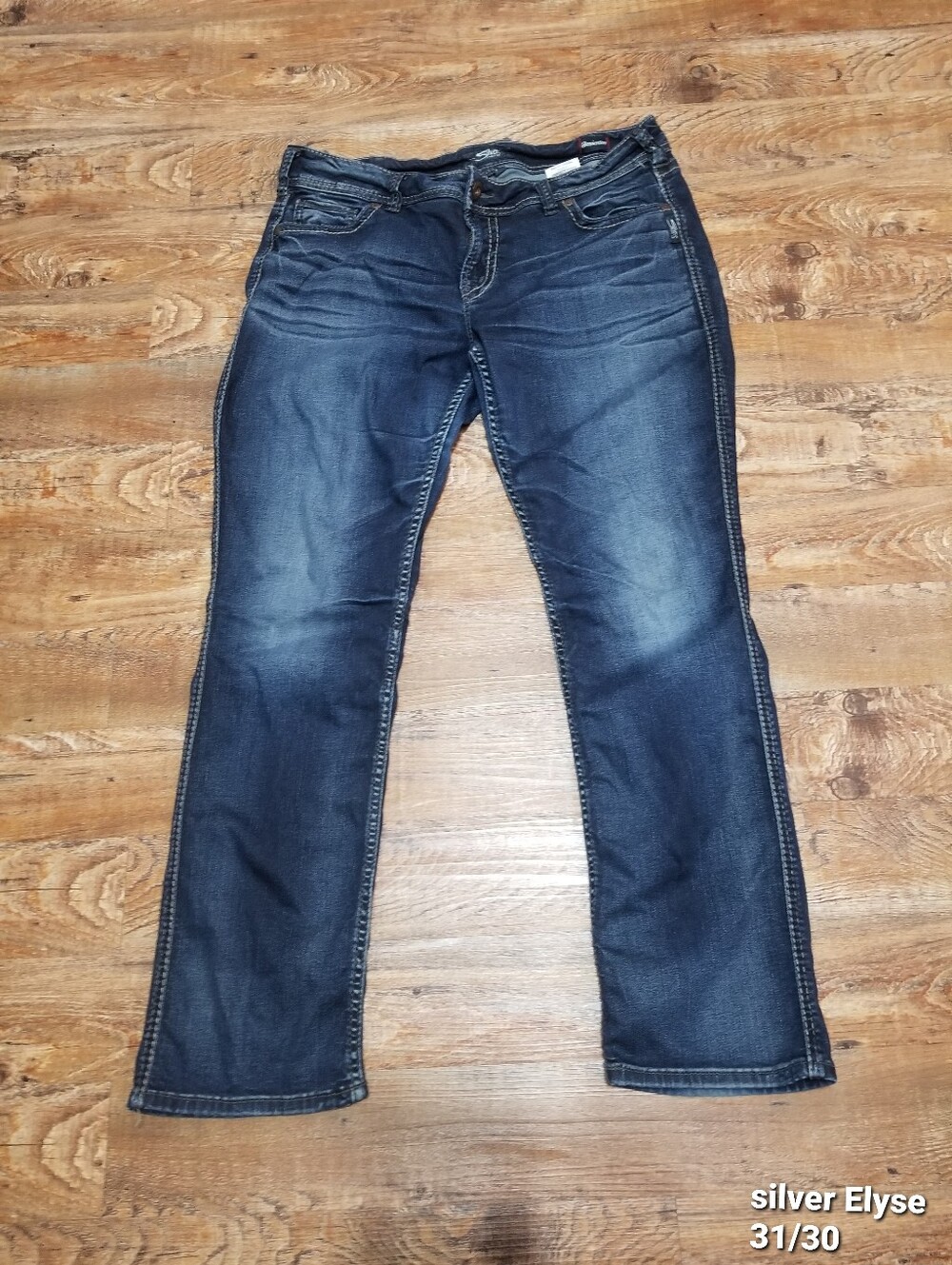 Silver Jeans 31/30 Elyse Dark Blue Denim Straight Leg